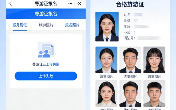 2026年导游证报名照片上传失败原因及解决方法相关场景示意图