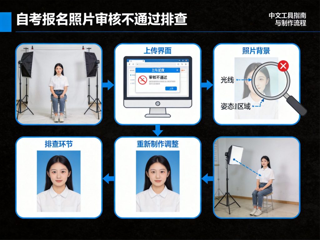 2026年自考报名照片审核不通过怎么办 解决方法整理相关场景示意图