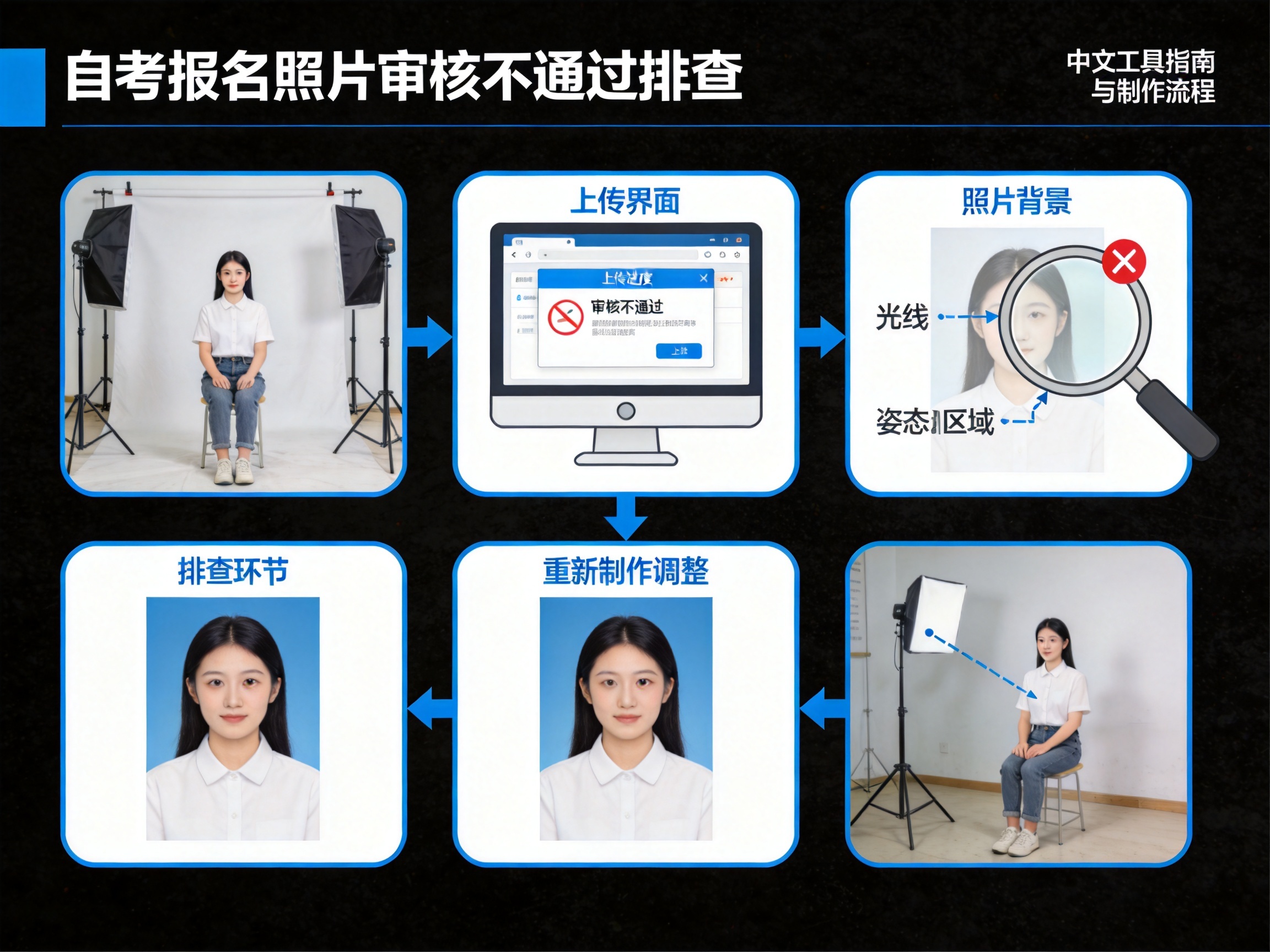 2026年自考报名照片审核不通过怎么办 解决方法整理内容配图