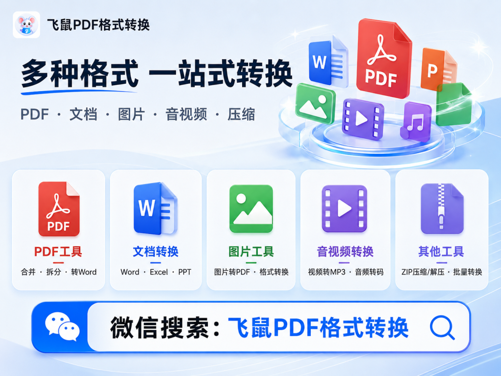 飞鼠PDF格式转换小程序功能宣传图