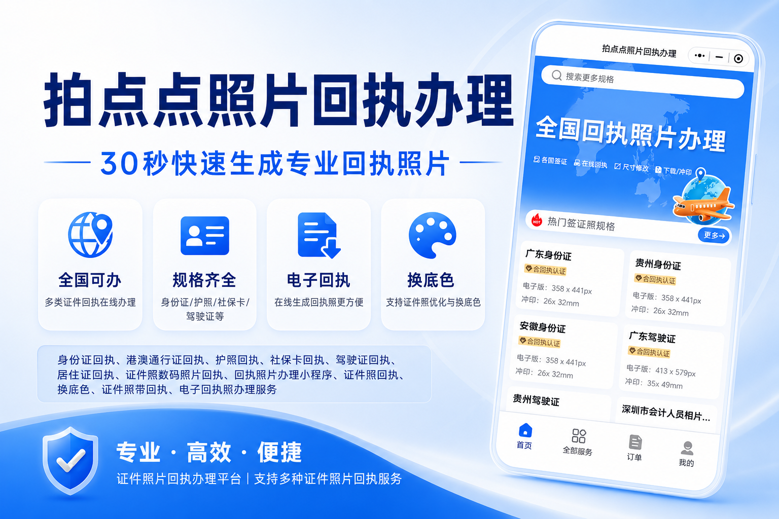 拍点点照片回执办理小程序功能示意图