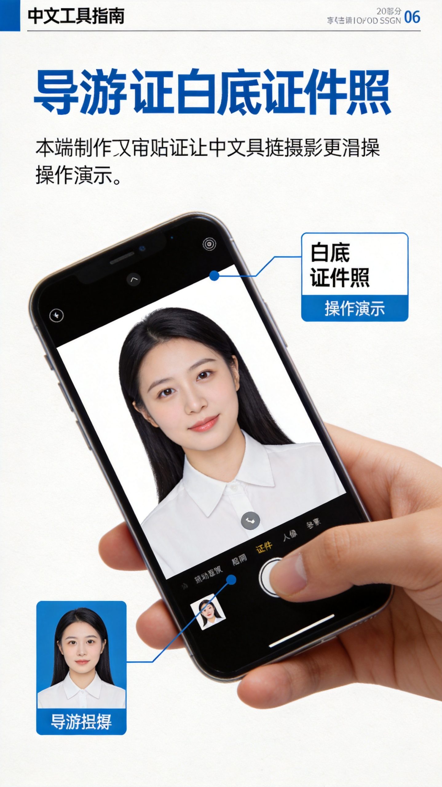 手机怎么制作2026导游证白底证件照：2026导游证考试白底证件照手机制作指南相关场景示意图