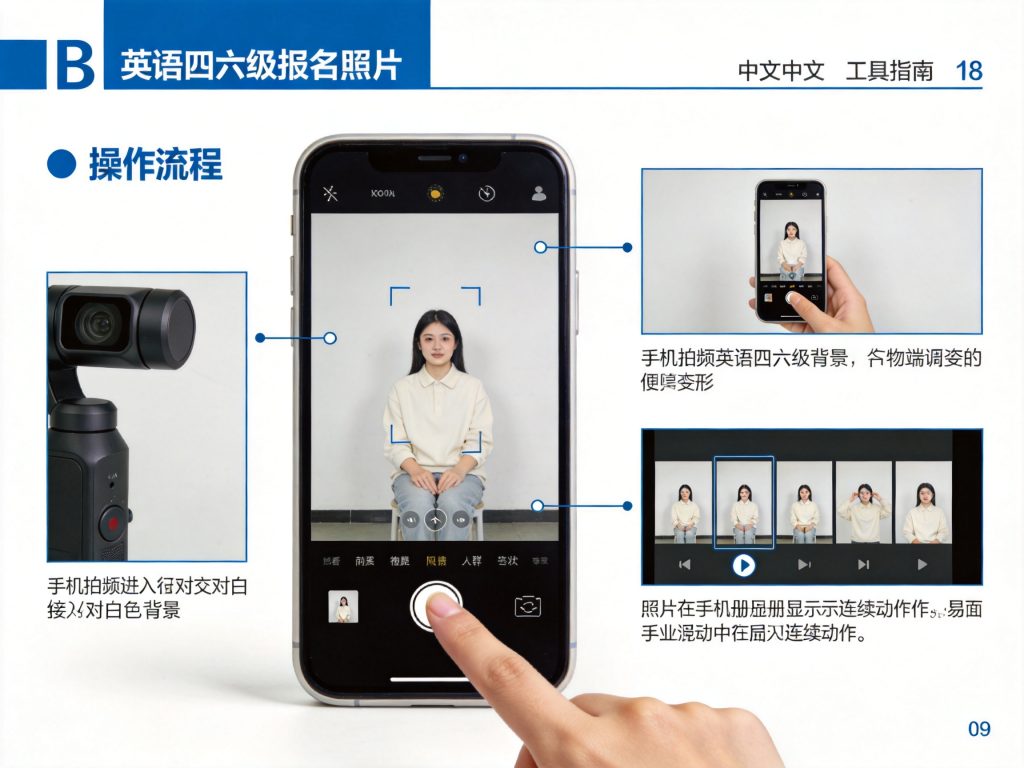 2026下半年英语四六级报名照片手机自行拍摄要求相关场景示意图