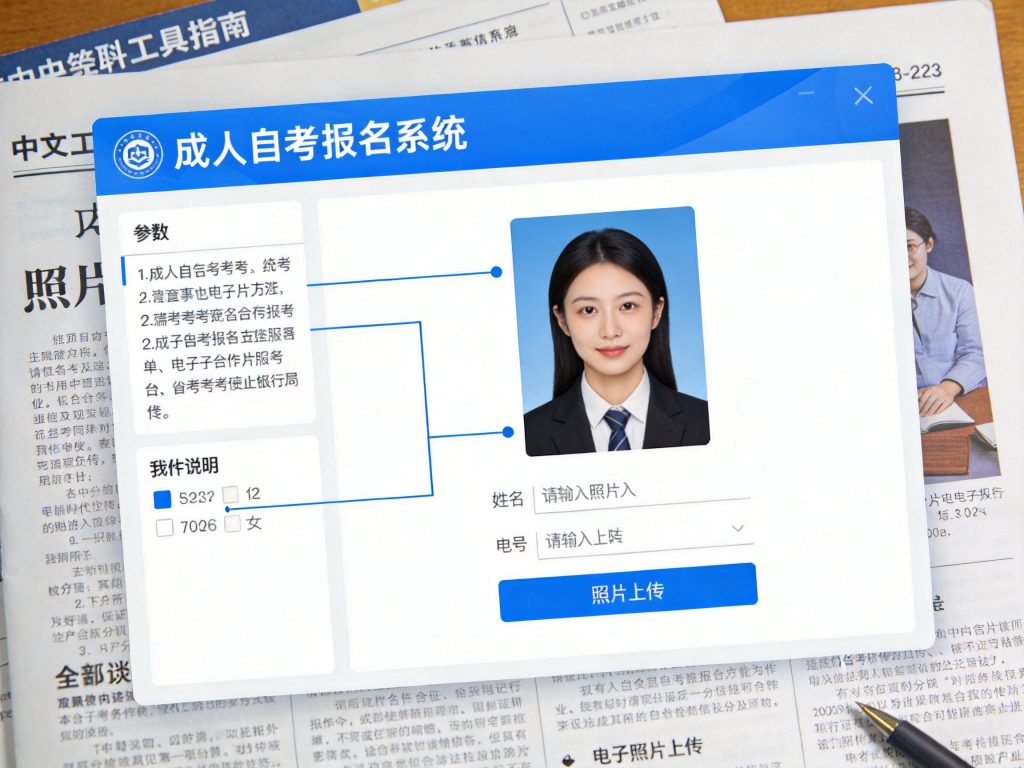 2026年成人自考报名电子照片上传指南相关场景示意图