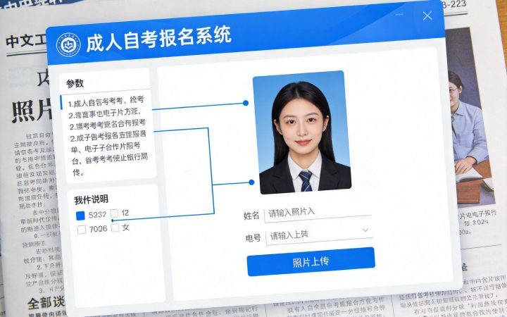 2026年成人自考报名电子照片上传指南相关场景示意图