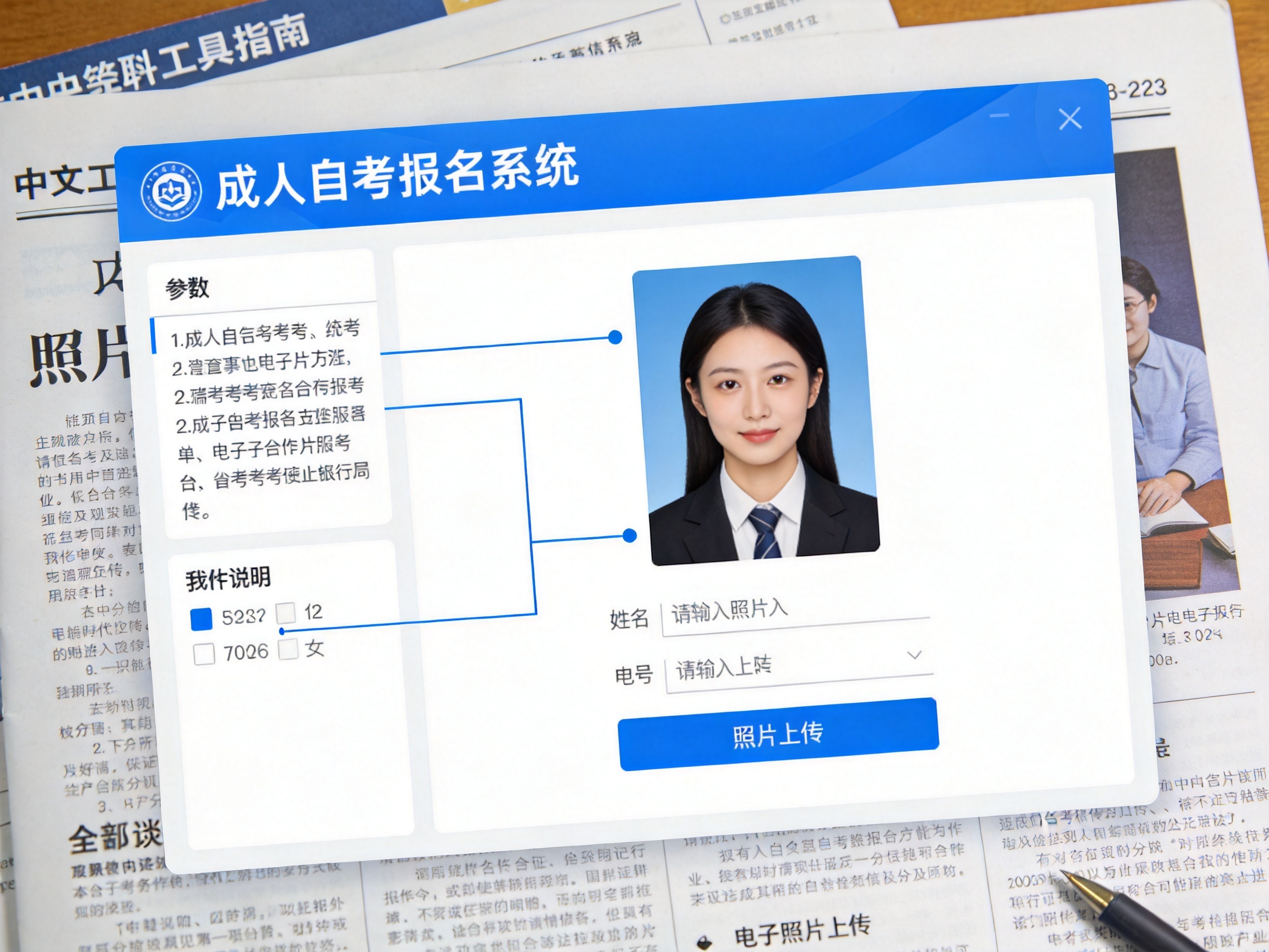 2026年成人自考报名电子照片上传指南相关场景示意图