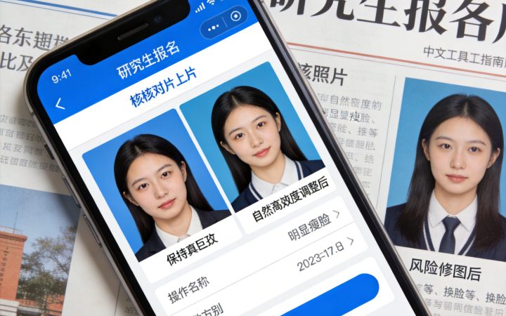 2027研究生报名照片可以美颜和瘦脸吗？哪些修图可能导致审核失败相关场景示意图