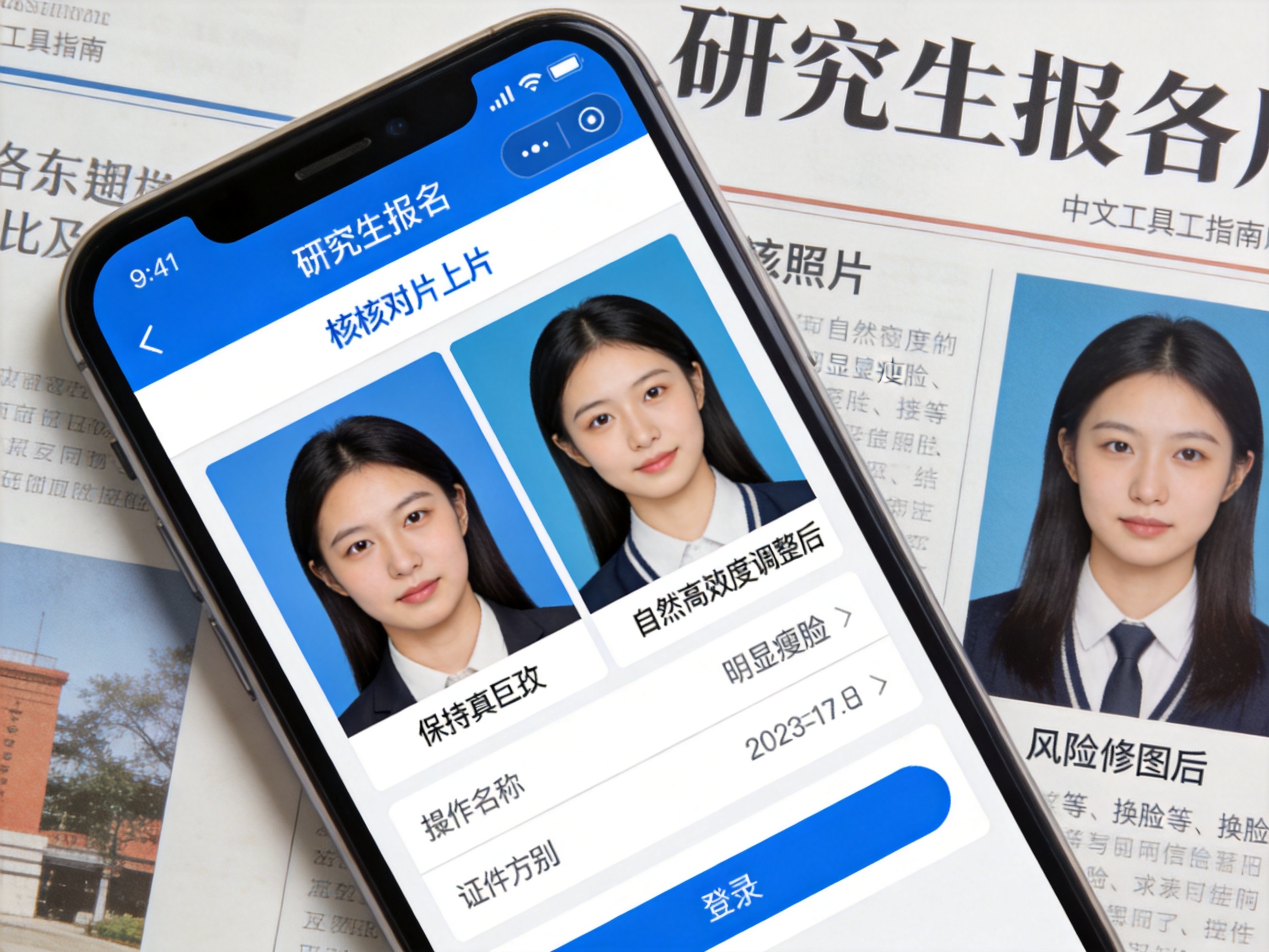 2027研究生报名照片可以美颜和瘦脸吗？哪些修图可能导致审核失败相关场景示意图