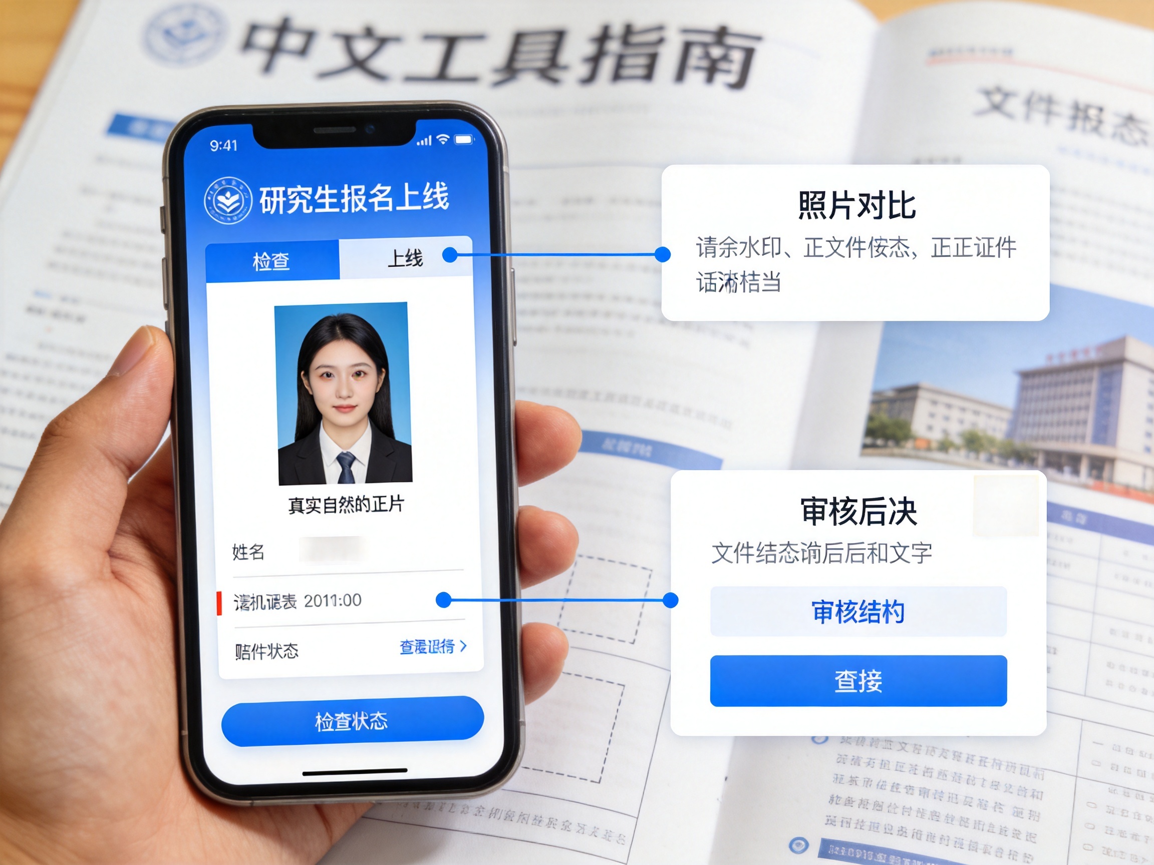 2027研究生报名照片有水印能通过审核吗？水印、边框和文字标记处理方法相关场景示意图